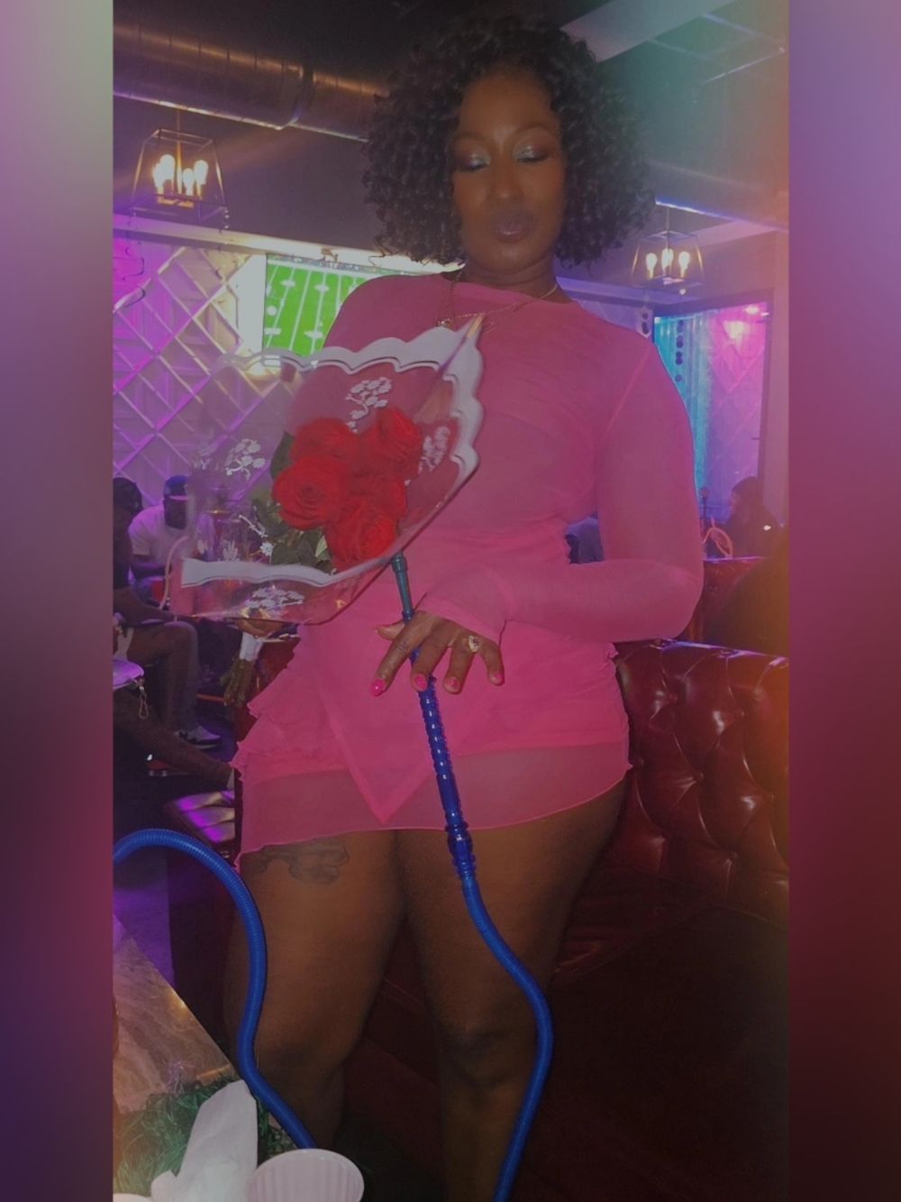 Sheer Pink Mesh Mini Dress